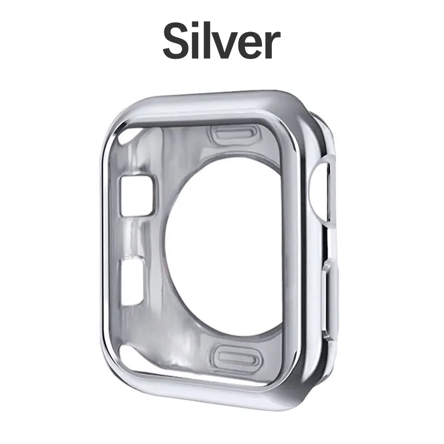 Silver Цветной ТПУ чехол для часов 38 мм 42 мм для Apple Watch силиконовый бампер чехол Полный защитный для 40 мм 44 мм iWatch серии 4 3 2 1 - Цвет: Silver