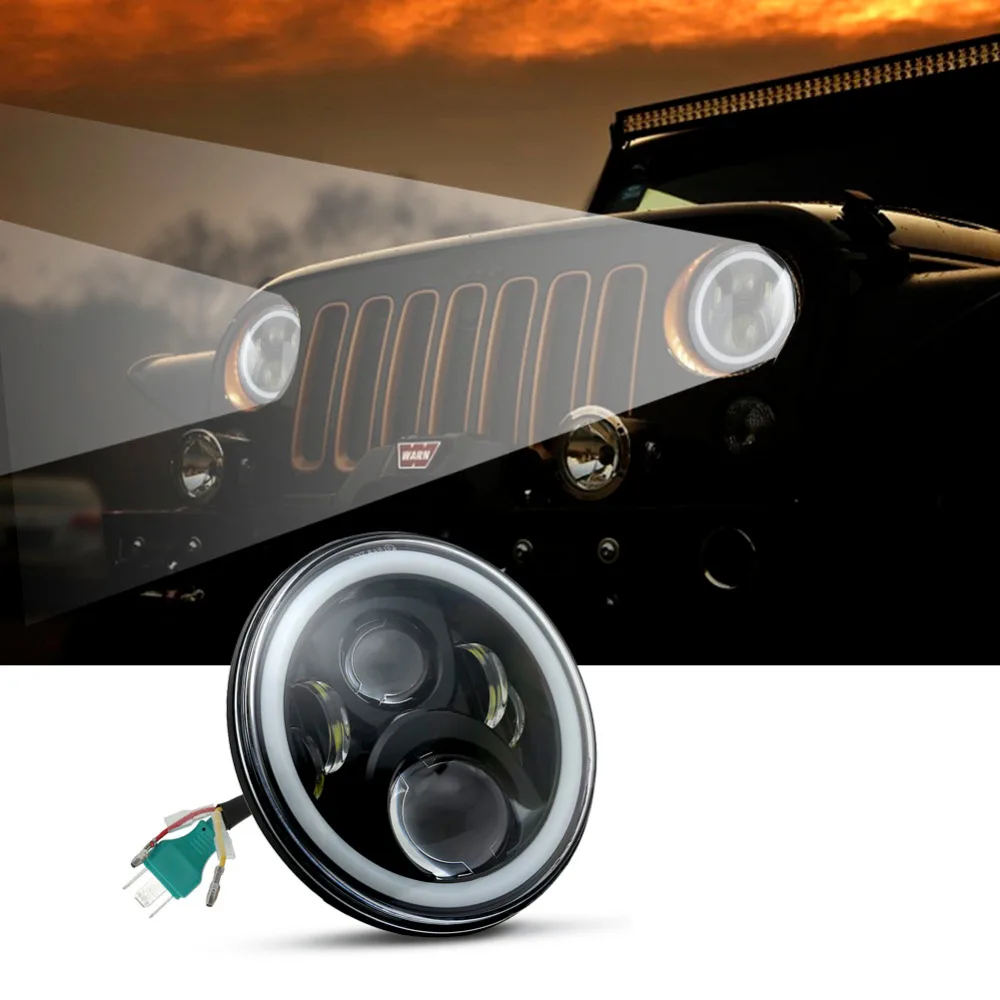 Rupse 7 дюймов круглый светодиодный фонарь ангельские глазки для Jeep Wrangler Harley