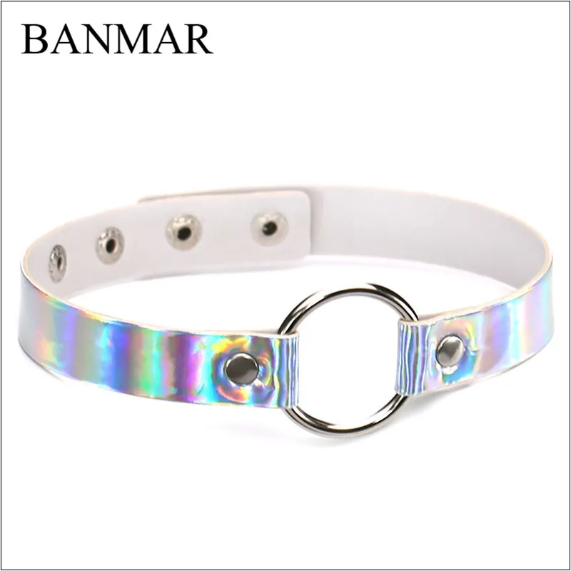 BANMAR 4 Colors Harajuku Trend Punk Laser PU Leather Chocker Choker Round Collar Necklace Party Female Gifts | Украшения и