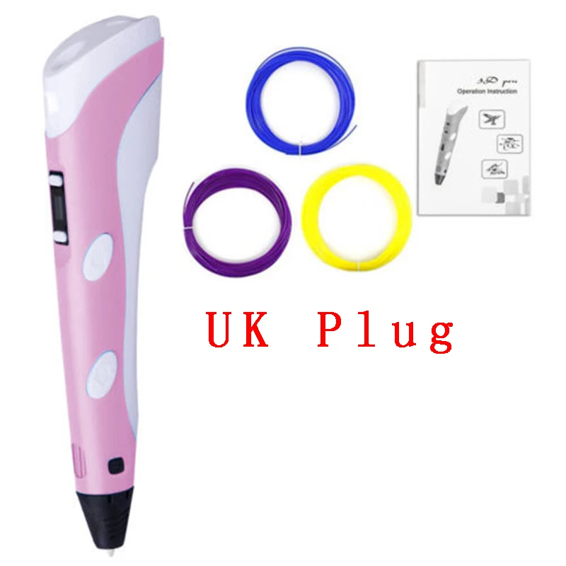 pink UK Новинка года, креативные ручки 2-го поколения с 3D печатью, Интеллектуальный рисунок, 3D Ручка с ABS нитью, 3D Лучший подарок для детей - Цвет: pink UK