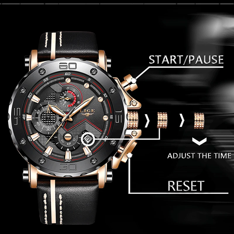 LIGE мужские часы лучший бренд класса люкс s военные спортивные кожаные