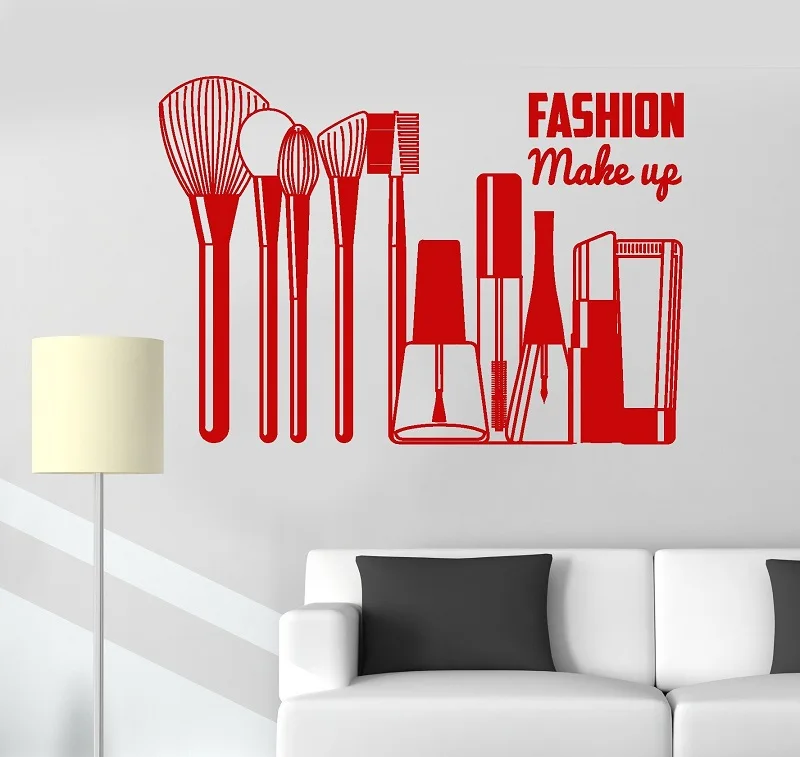 

Vinyl wall applique fashion beauty salon girl cosmetics stickers wall decoration beauty salon window reference decoration 2MY4