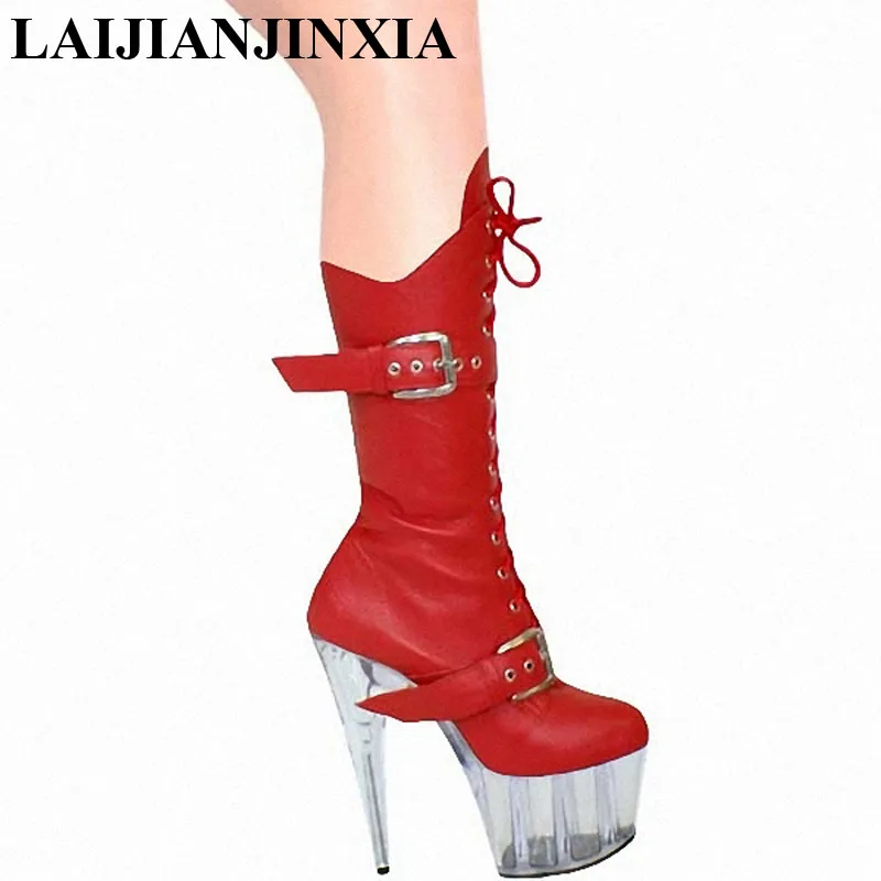 LAIJIANJINXIA/пикантные женские сапоги до колена из искусственной кожи с пряжкой на