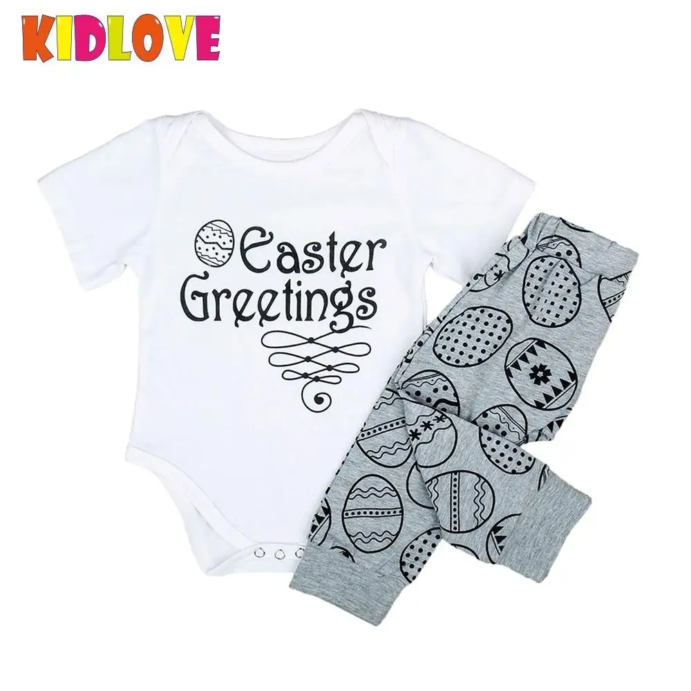 Kidlove 2 шт./компл. детские унисекс Пасхальный Письма печати хлопок комбинезон