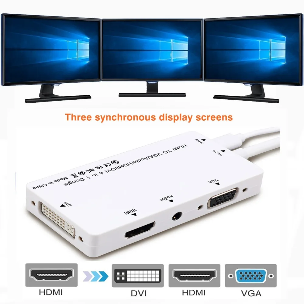 4в1 hdmi к vga dvi с аудио микро usb выход конвертер адаптер кабель для ноутбука PS4 pro PC IV| |