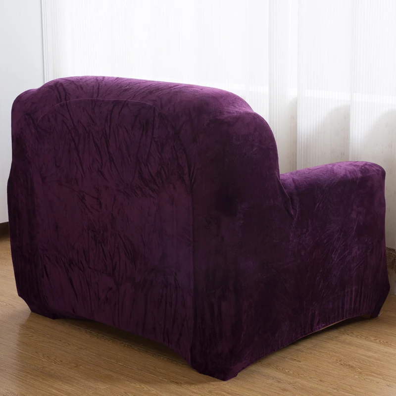 Simple style Flannel Solid Color Sofa Cover Elastic Slipcover for Sectional Single L Shaped Loveseat Couch Case S-11 | Дом и сад