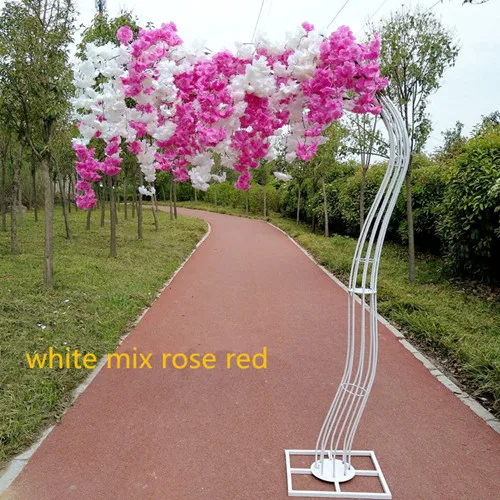 white mix rose red Искусственный цветок herry tree железная художественная Рамка Дерево желаний свадебное украшение арка для фотографирования жениха реквизит - Цвет: white mix rose red