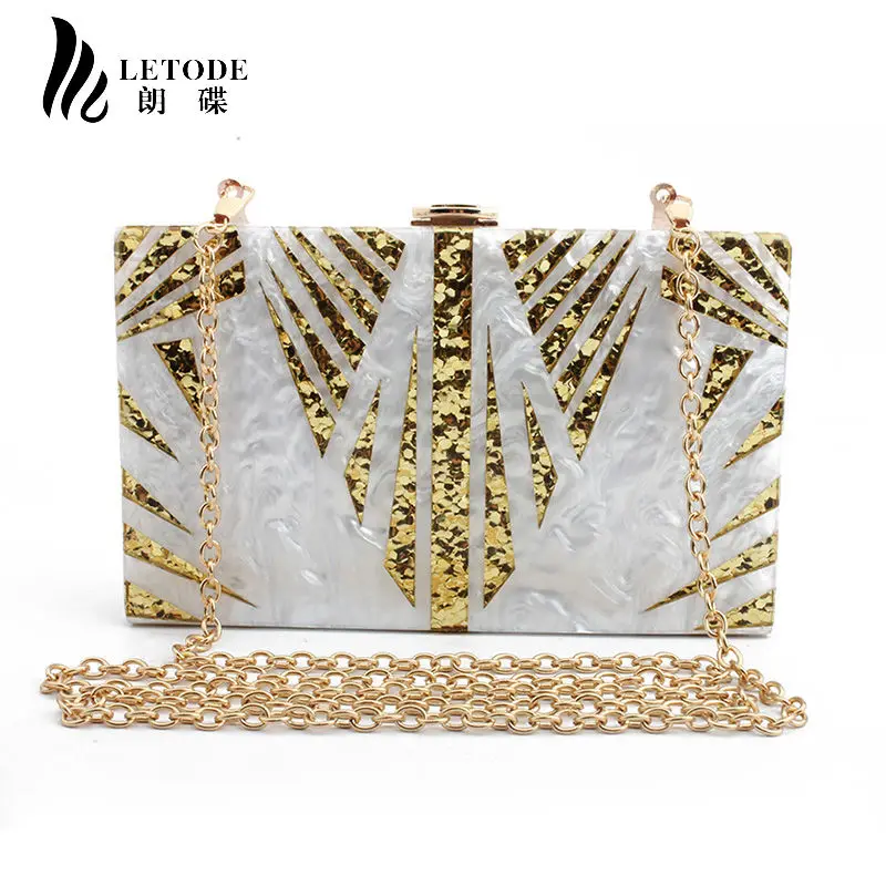 white Bolsa feminina, вечерняя сумочка, клатчи для женщин, вечерние, свадебные сумочки, акриловые сумочки с цепочкой, кошелек, сумки через плечо и через плечо - Цвет: white