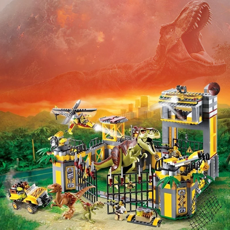 8 шт./компл. фигурки динозавров сборные блоки мир Юрского периода T REX Велоцираптор