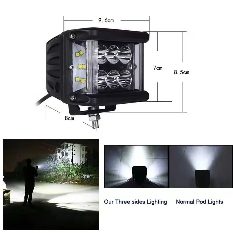 Светодиодная лампа для грузовиков тракторов лодок внедорожников 4 дюйма 60 Вт 12 В