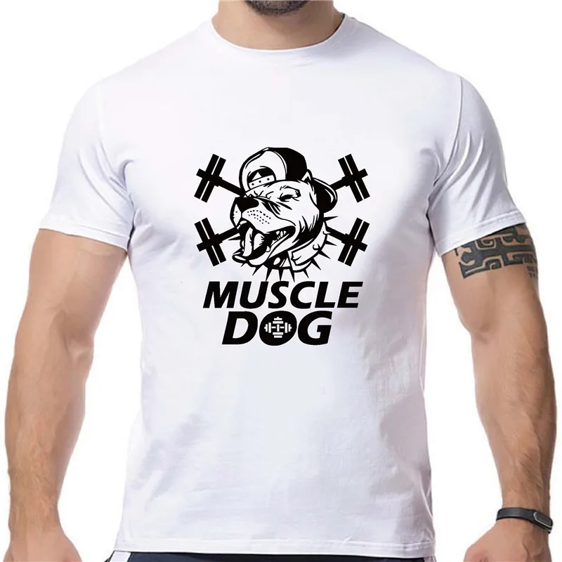 Новый Летний моды Мышцы Собаки мужская Тис высокое качество Футболки одежда