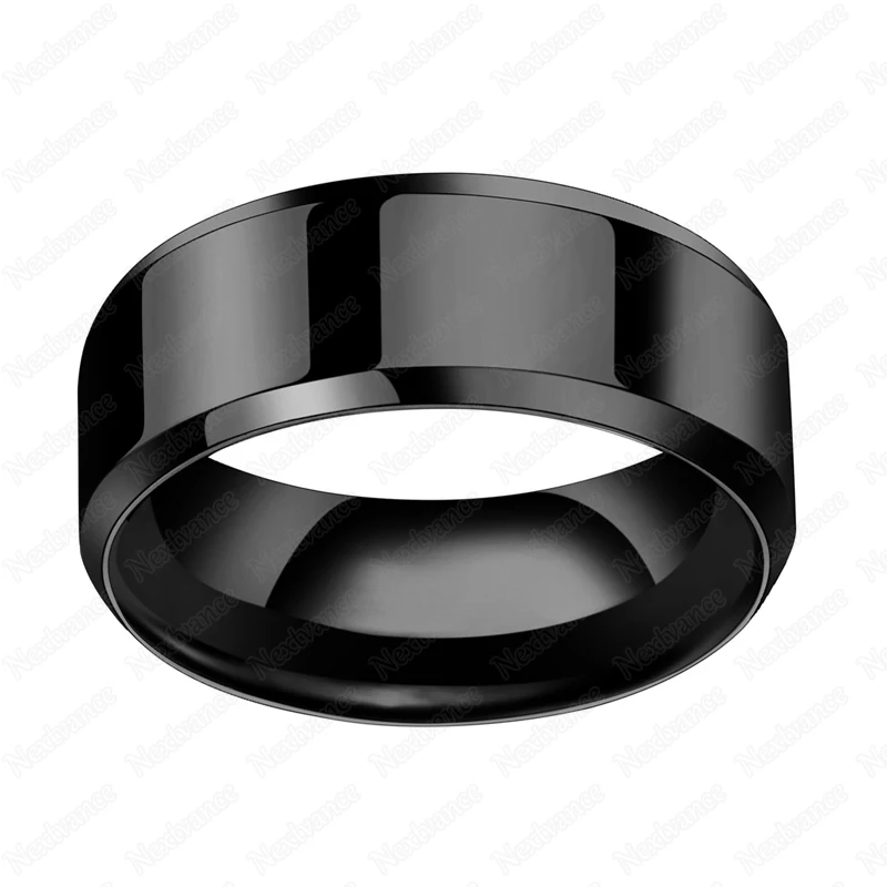 black Ring Nextvance 8 мм титановая сталь черное классическое кольцо для мужчин обручальные кольца радужные кольца мужские ювелирные изделия Прямая поставка - Цвет основного камня: black Ring
