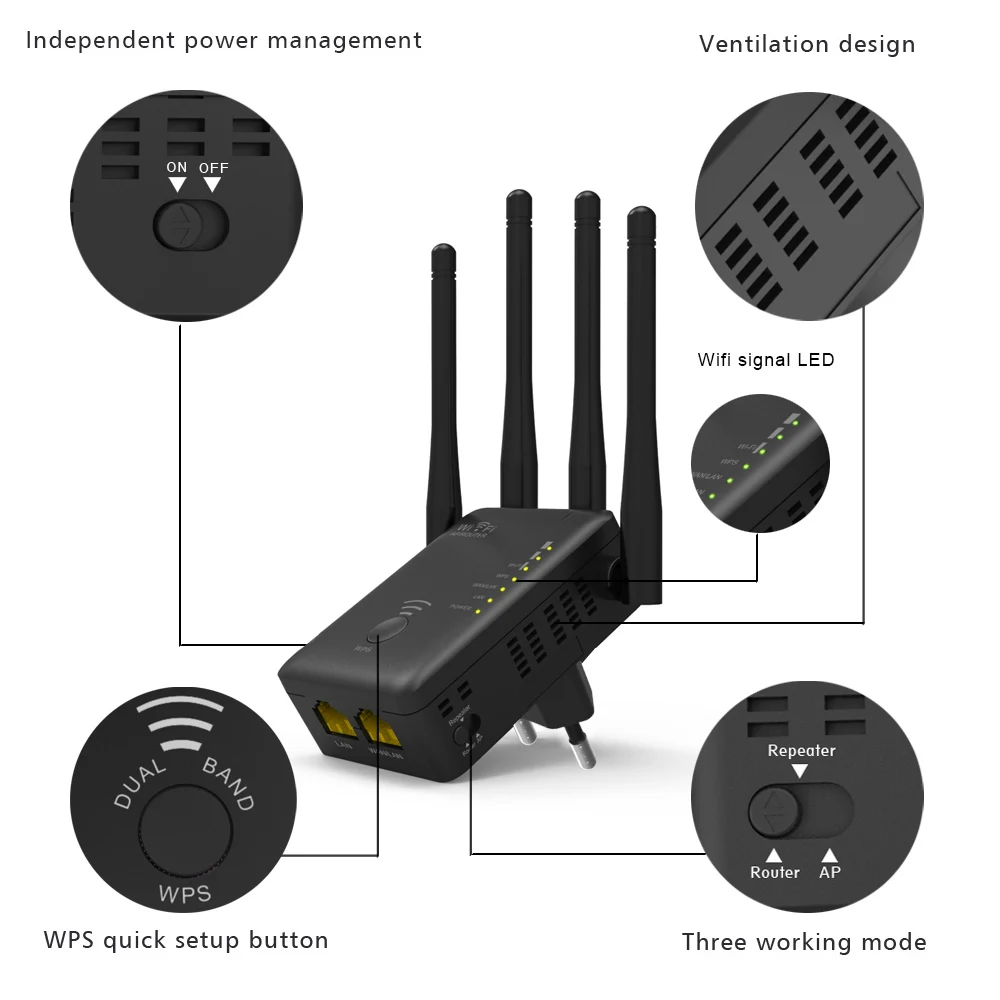 Wi Fi маршрутизатор Wavlink 1200 Мбит/с 2 4 ГГц|Беспроводные роутеры| |