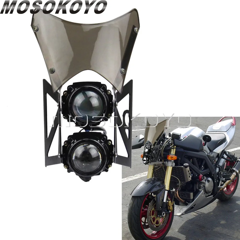 Мотоцикл Dirt Bike на заказ двойная фара проектор передняя лампа с кронштейном