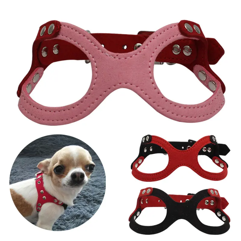 Мягкая замша кожа собака мелких пород жгут для щенков Чихуахуа Йорк плюшевый