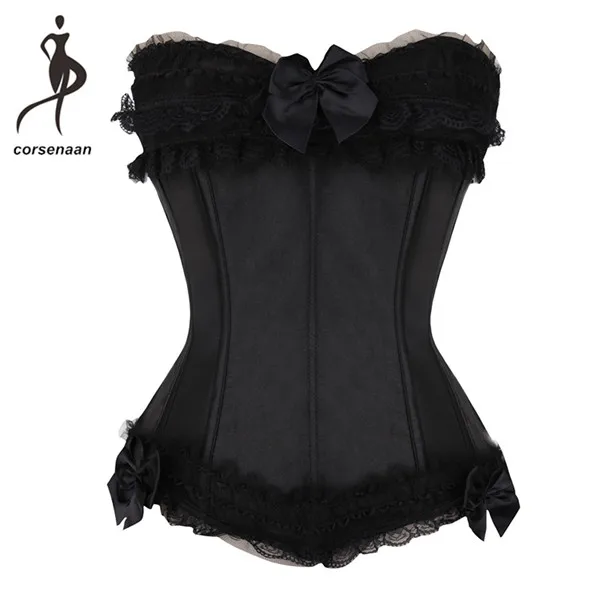 Black Боковая застежка-молния бантик Женская Талия Cincher на шнуровке косточки Бюстье корсет Клубная одежда Корректирующее белье Белый/Черный Большие размеры 821 - Цвет: Black