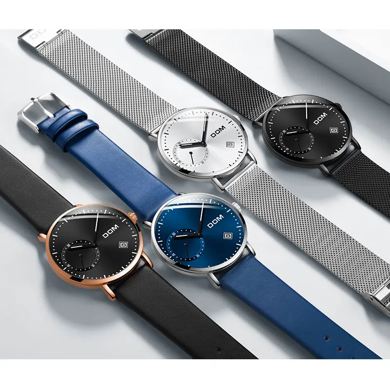 DOM Мужские часы Роскошные Бизнес водонепроницаемые Новое поступление уникальные