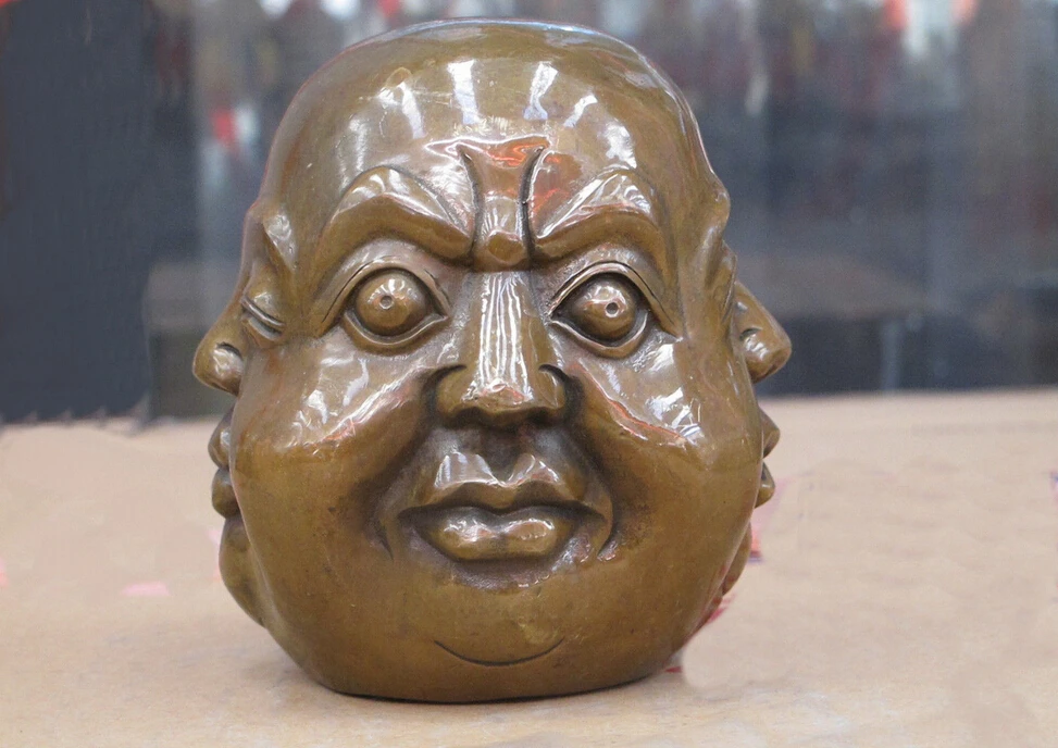 4 &quotКитайский народный бронзовый медный счастливый или сердитый печаль лица