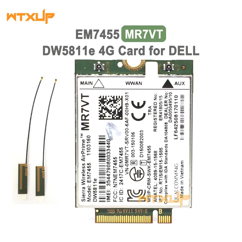 Sierra Wireless airprime EM7455 MR7VT для DELL E7270 E7470 E7370 E5570 M.2 300 Мбит/с LTE 4G CAT 6 модуль карты WWAN|3G