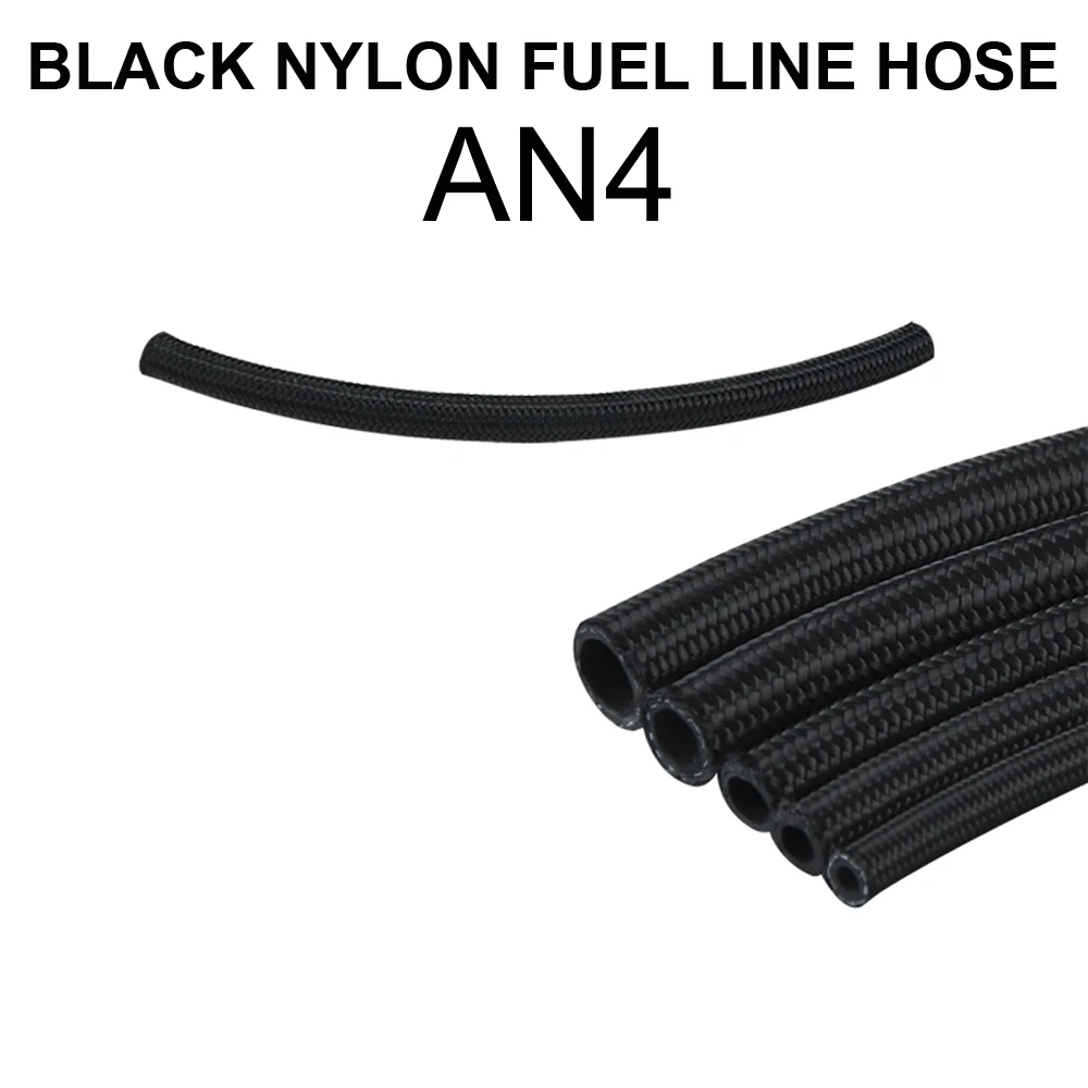 AN4 Black Nylon Hose AN4 AN6 AN8 AN10 AN12 Плетеный Топливный Шланг из нержавеющей стали, масляный, бензиновый тормозной шланг, шланг для гонок, мотоциклов, тефлоновый шланг, 0,3 метров - Цвет: AN4 Black Nylon Hose