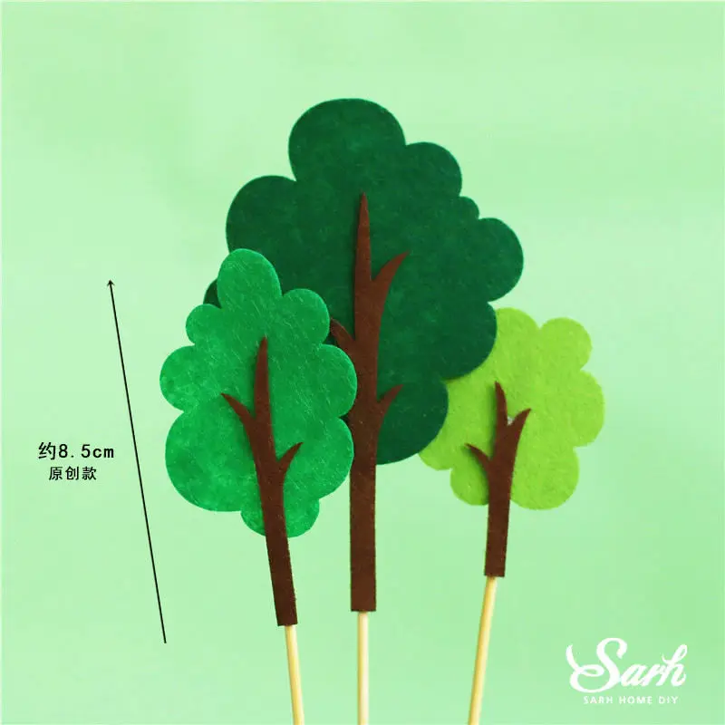3pc trees Ins войлочные яблони Торт Топперы динозавр кукла Лев украшение с днем рождения товары для детской вечеринки выпечки сладкий подарок - Цвет: 3pc trees