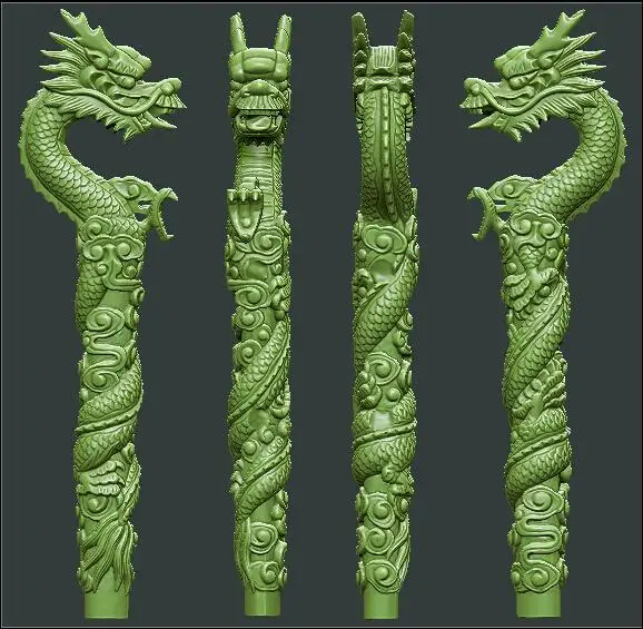 

3D model relief for cnc in STL format Dragon crutch