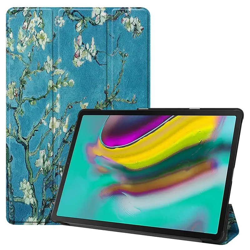 Чехол для samsung Galaxy Tab S5E 10,5 тонкий умный кожаный магнитный откидной Чехол-подставка для Galaxy Tab S5E Funda SM-T720 SM-T725 - Цвет: Apricot flower