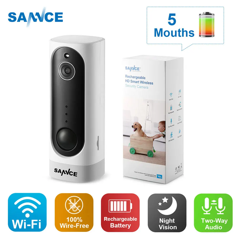 SANNCE 3000mA перезаряжаемая батарея PIR камера 1MP HD мини ip-камера 720P ночное видение беспроводная домашняя камера безопасности 32G/64G/128G