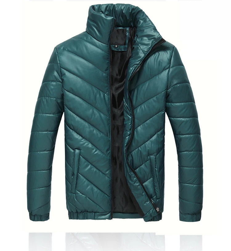 CovrlgeBrand Men Parka Cotton Padded Winter Jacket Coat mens warm jacket Solid color Stand Collar Zipper Thick Coat Men MWM073