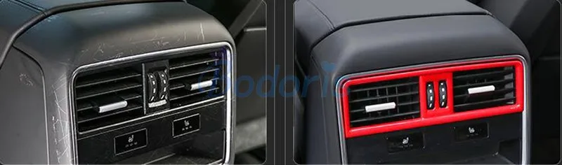 Для Porsche Cayenne внутреннее заднее сиденье AC Розетка отделка вентиляционное отверстие крышка красный серебряный цвет хром аксессуары для стайлинга автомобилей