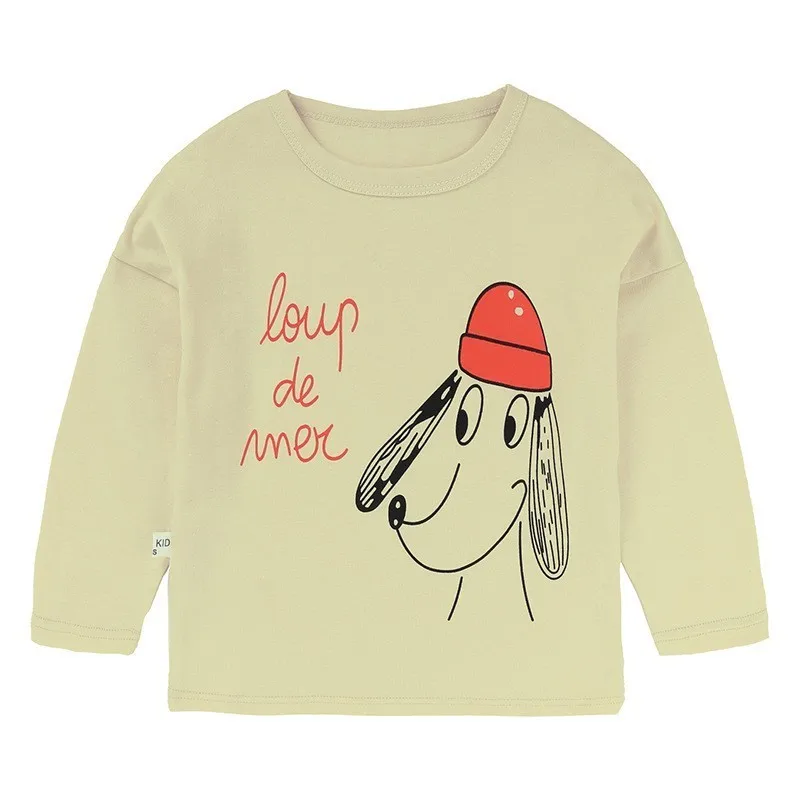 Beige Dog Модная Детская Толстовка Детские хлопковые повседневные толстовки с длинными рукавами и круглым вырезом с героями мультфильмов для мальчиков от 12 месяцев до 8 лет, одежда для маленьких девочек - Цвет: Beige Dog