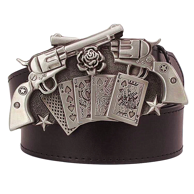 Cinturón de la suerte para hombre, cinturones de cabeza grande de póker, cinturón de cartas de juego de la suerte, punk, Hip hop, cinturones decorativos de regalo para hombres, rock