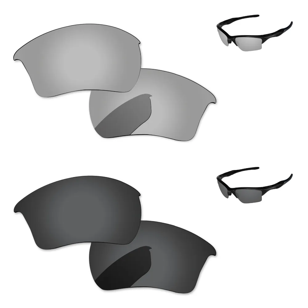 

Черные и хромированные Серебристые 2 пары Сменные поляризованные линзы для полукуртки 2,0 XL оправа для солнцезащитных очков 100% защита от Уфа ...