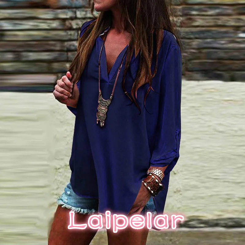 

Large Size New Autumn Fashion Women Clothing Casual Long Sleeve V-Neck Black T Shirts Loose Plus Size Chiffon T Shirt Tops