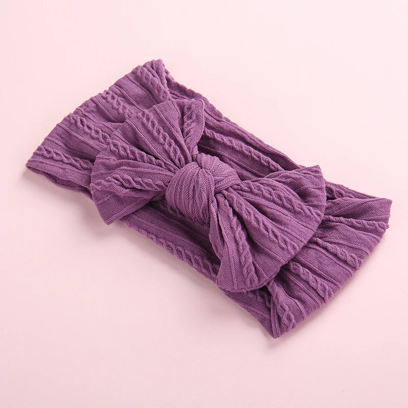 Newborn Baby Girls Cable Knitted Bows Nylon Headbands Knot Bow Wide Turban Head Bands Princess Soft Wraps | Детская одежда и обувь