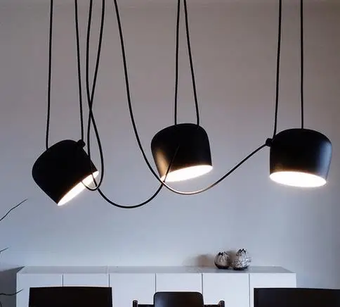 Modern Industrial Iron Spider Drum Pendant Lights Black Suspension Luminaire Bar Living Room Hanging Light Lamp Fixtures | Лампы и