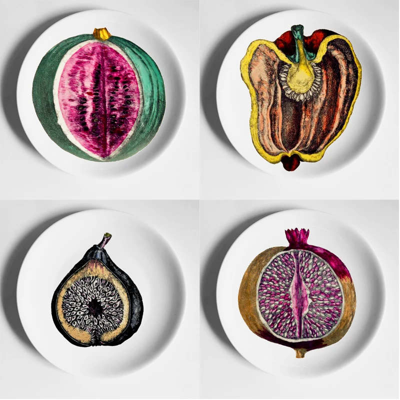 Segmented Fruit Plates Vegetable Style Craft Desktop Wall Hanging Decorative Dishes Colorful Home Decor Illustration | Дом и сад