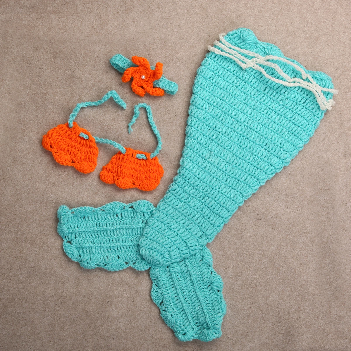 Голубой костюм Русалочки для новорожденных мальчиков и девочек Детский реквизит