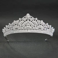 classic cz cubic zirconia flower wedding bridal silver tiara diadem crown women girl prom party hair jewelry accessories s30001