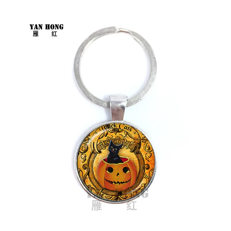 YANHONG Sleutelhanger круглый стекло кабошон Dier Handgemaakte вешалка Creatieve подарок на Хэллоуин