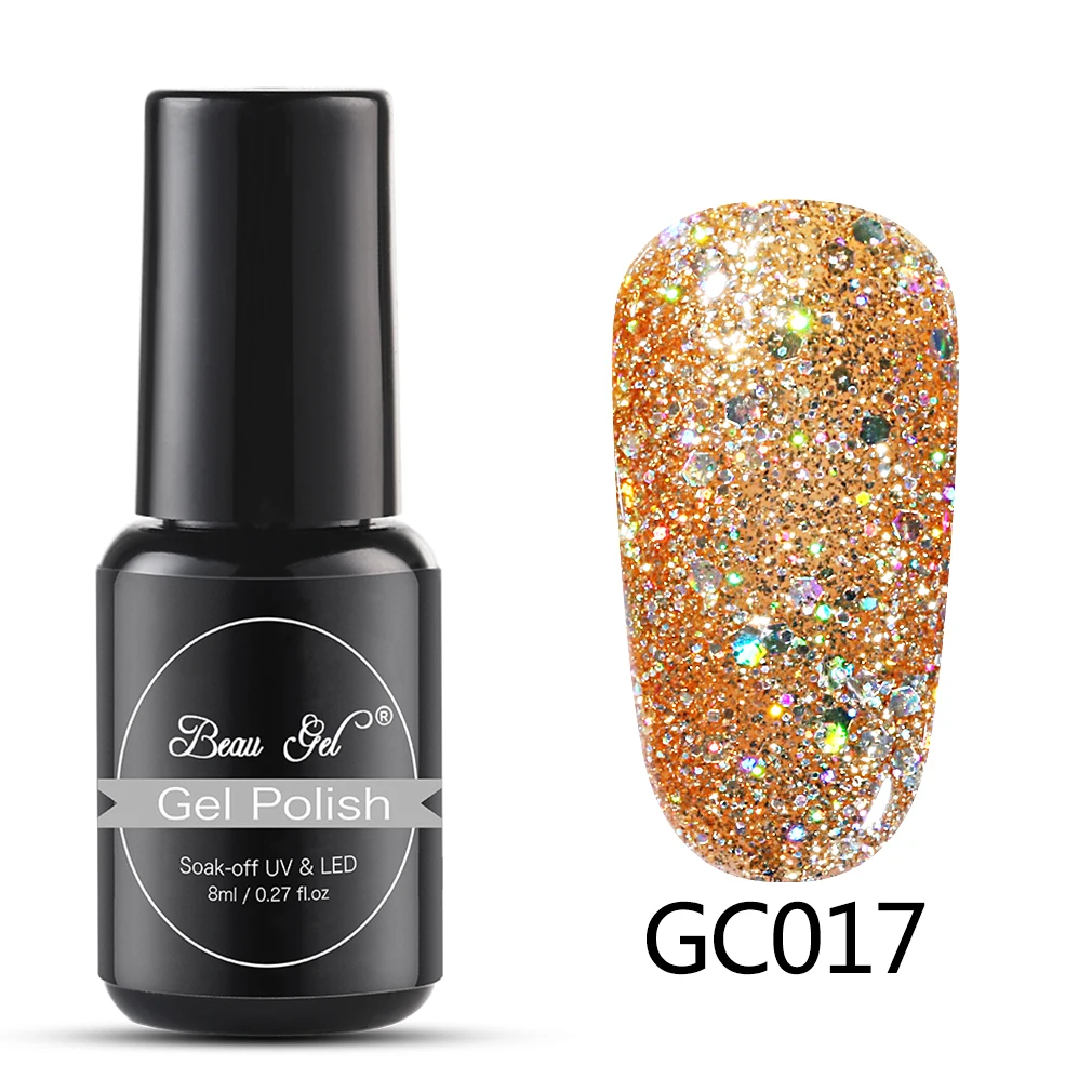 GC017 Beau гель 8 мл гель для ногтей бриллиантовый блеск с ультрафиолетовым свечением Гель-лак для ногтей светодиодный светильник гель лак Полупостоянный Гель-лак грунтовка для ногтей - Цвет: GC017