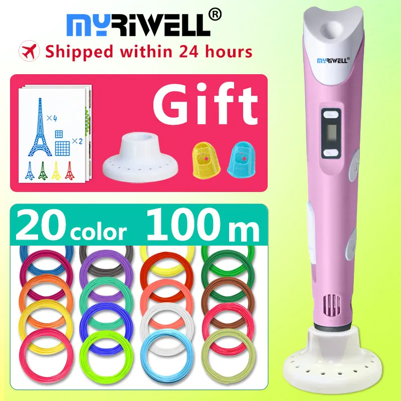 Myriwell 3D оригинальная ручка DIY 3D ручка для печати с 100 м ABS/PLA креативная игрушка с нитью в подарок для детей, дизайнерский рисунок