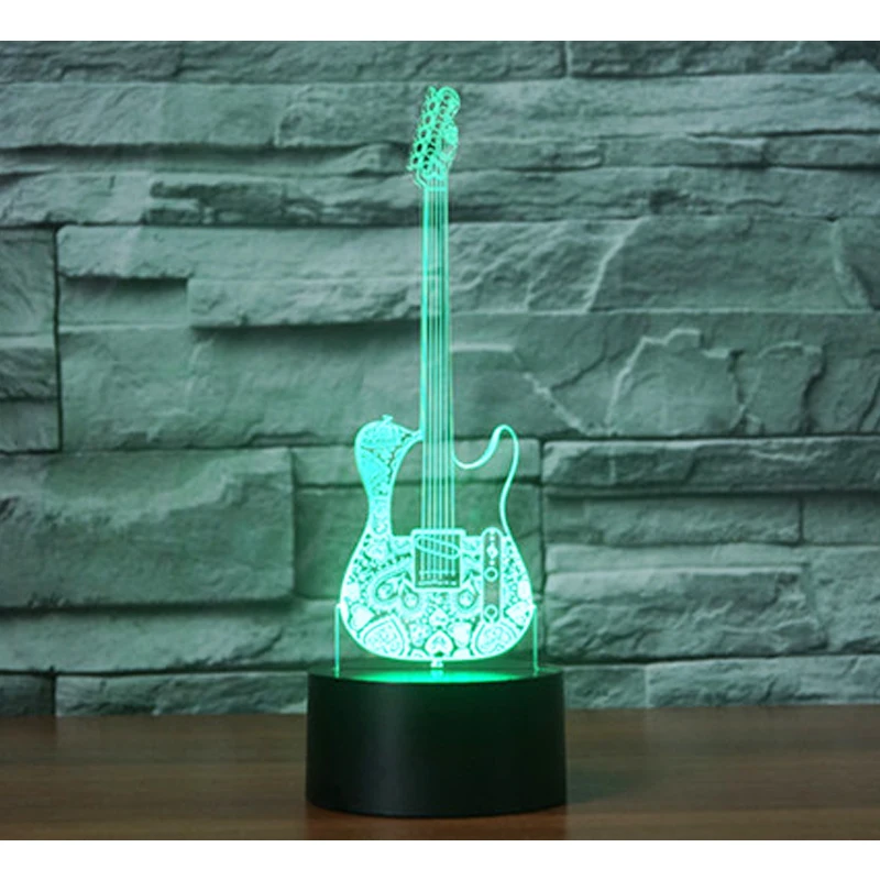 3D LED ночник гитара поставляется с 7 видов цветов светом для украшения дома лампа