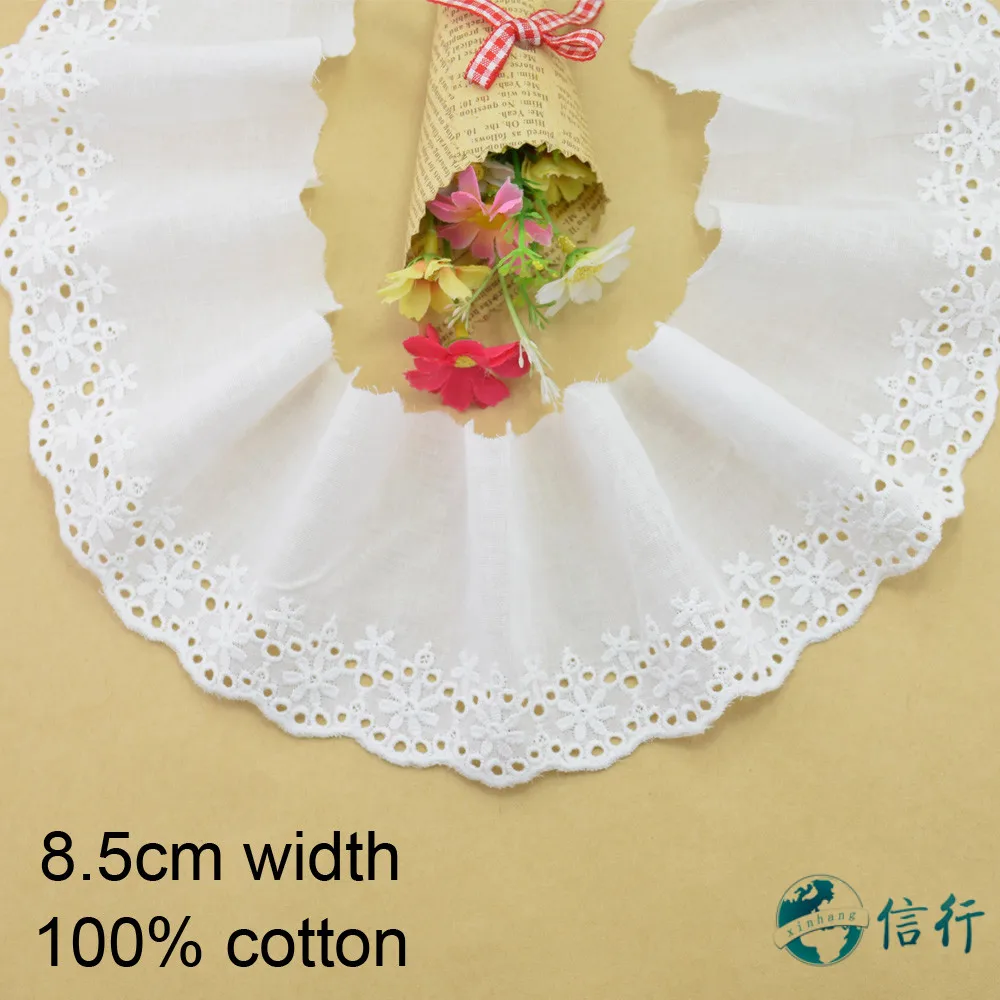 8 5 см 100% хлопок белая вышитая кружевная ткань для рукоделия аппликация из