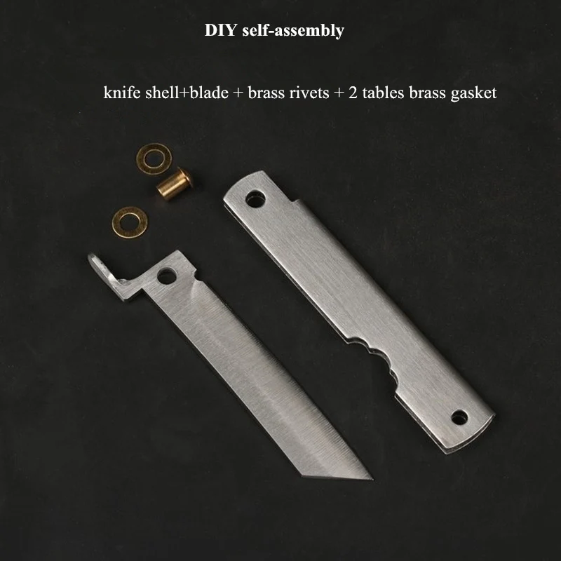 silver-without rope Инструменты DIY латунь/304 нержавеющая сталь 160 мм ручка ножа полуфабрикат Открытый EDC портативный точилка для карандашей - Цвет: silver-without rope