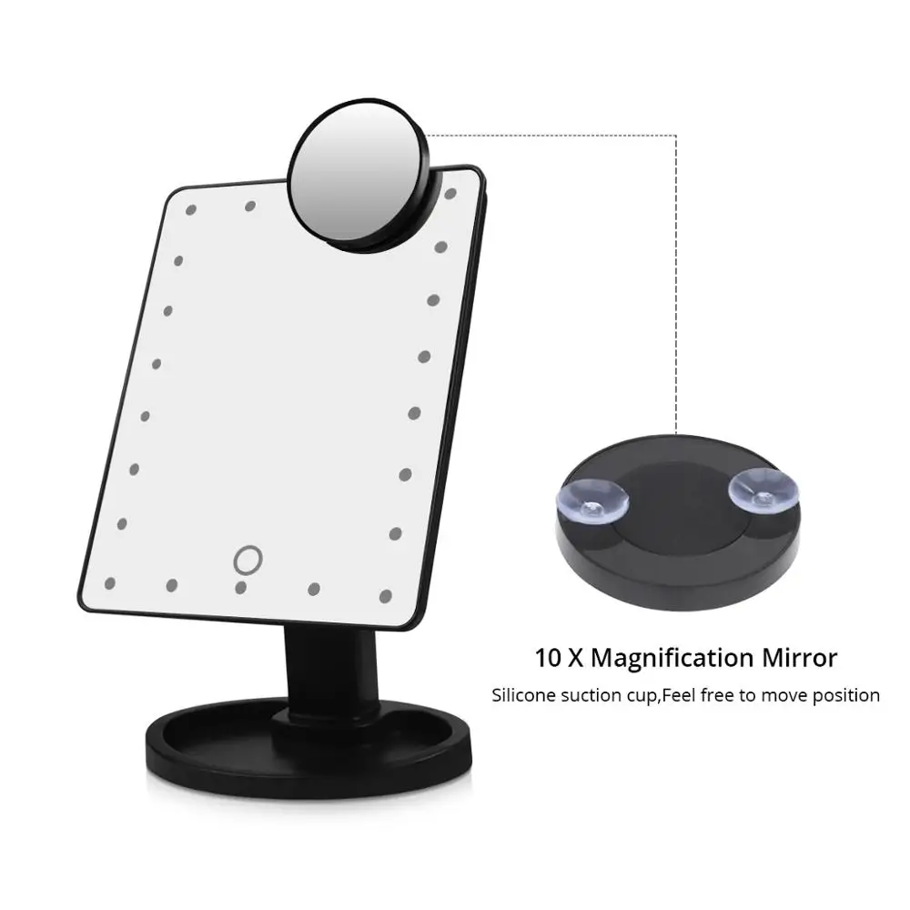 USB LED Beauty Makeup light Touch Sensor косметическое зеркало 1X 10X настольная диммируемая