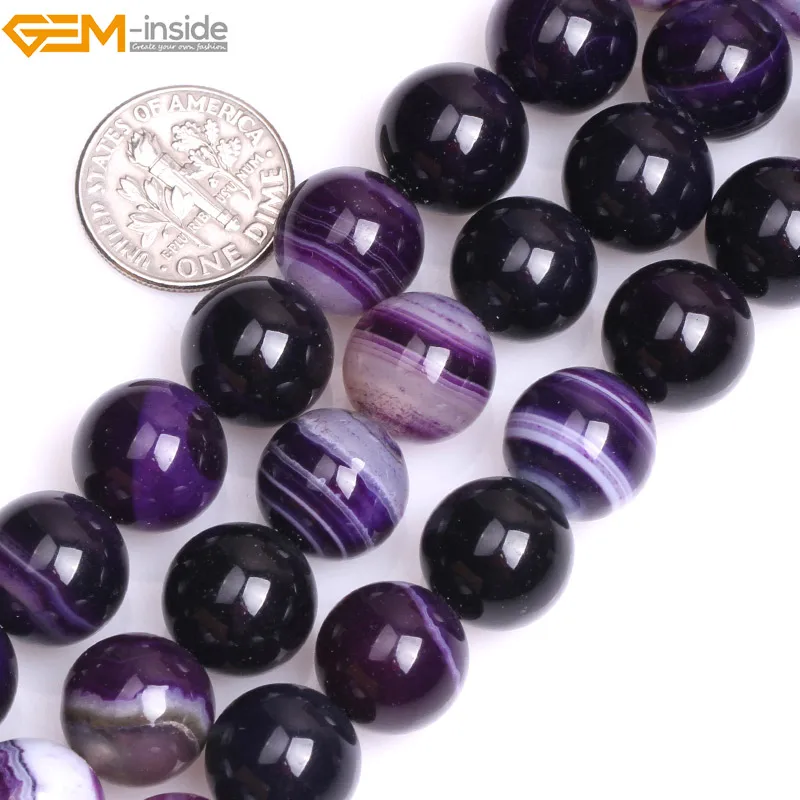 Gem inside 6 14 мм натуральный круглый фиолетовый Сардоникс Агаты бусины для