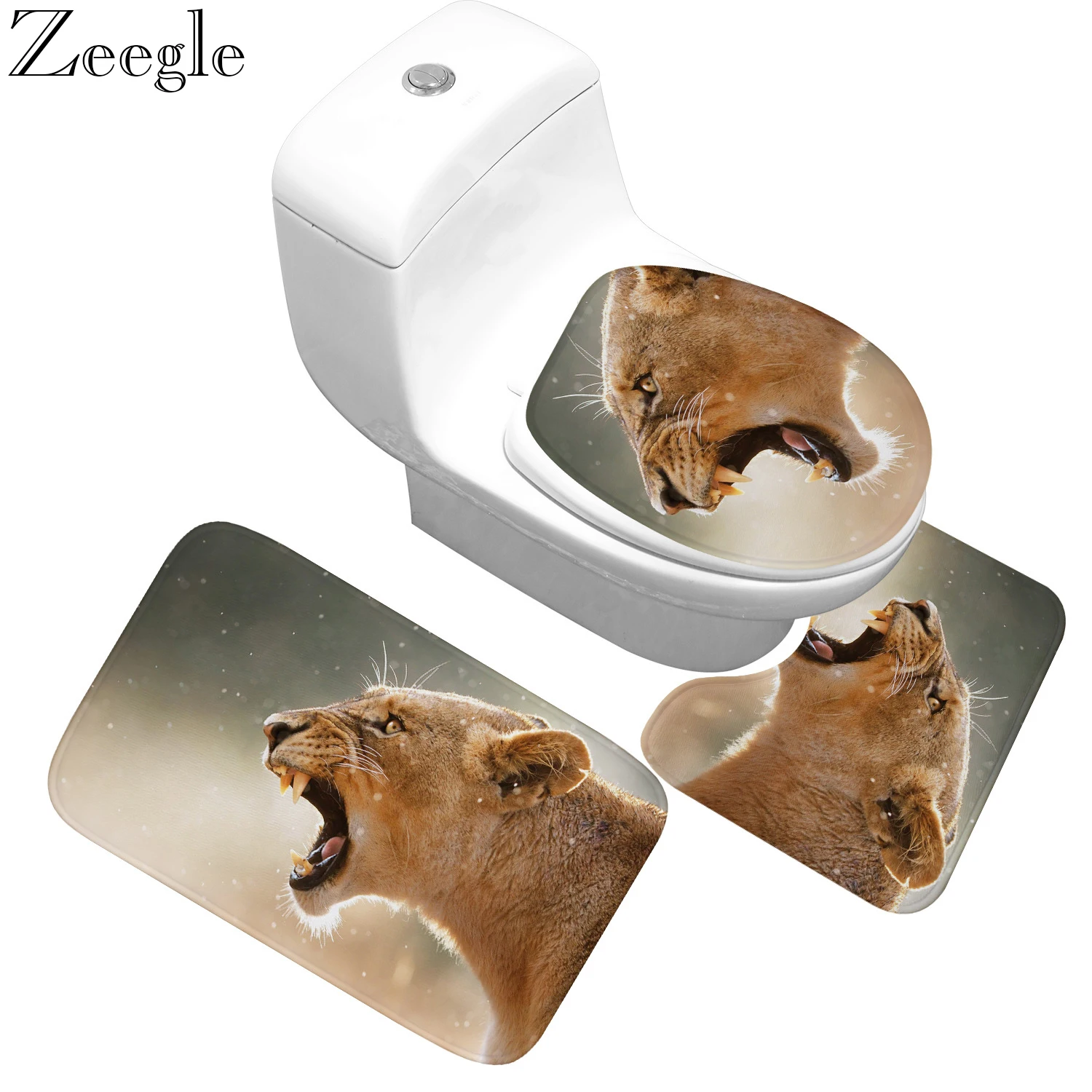

Zeegle Animal Printed Bath Mat for Bathroom Shower Room Carpet Toilet Lid Cover Bathroom Floor Mats Microfiber Toilet Rugs