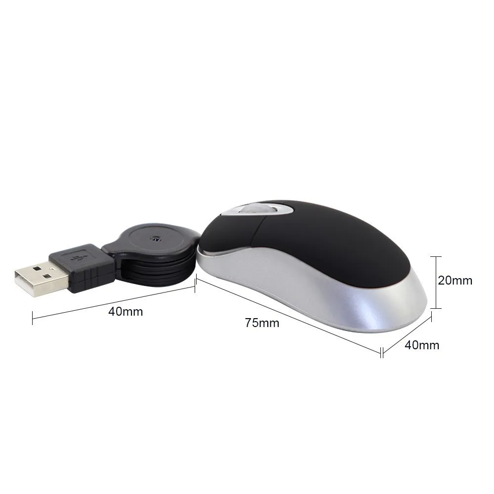 Новый проводной Мышь 3 кнопки оптическая игровая выдвижной usb-кабель
