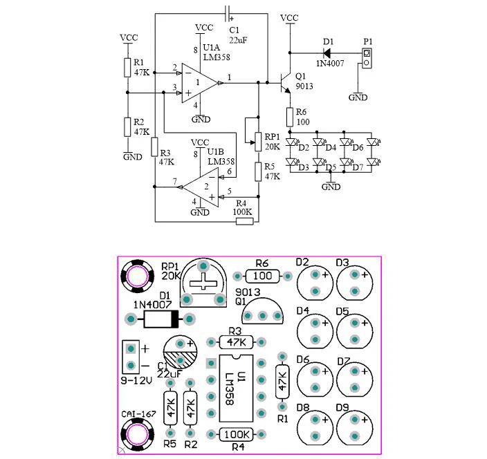 Diy Электронный комплект LM358 дыхание светильник Набор для изготовления